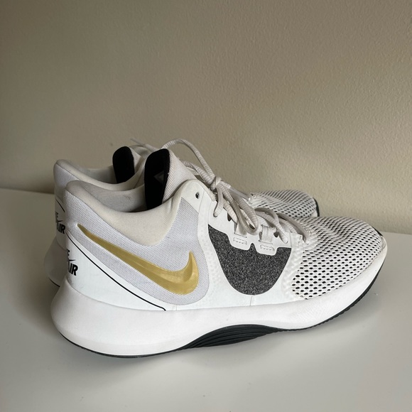 Nike Air Precision II DC1811-100 White/Gold Basketball Shoes Mens Size 8 - Picture 3 of 10